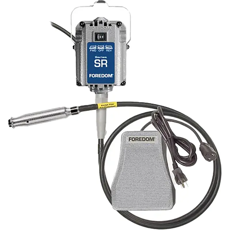 1/6 Hp Sr Motor Kit – Non-Conductive Key-Tip Shaft (66″), H.44T Collet Handpiece, Metal Foot Pedal, 115V 1