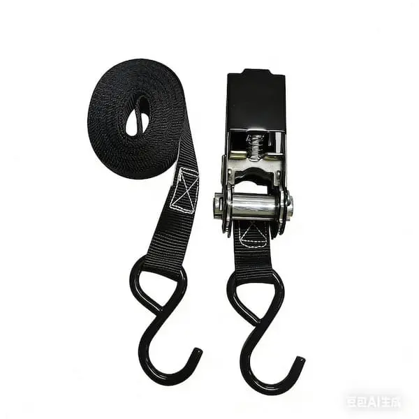 1-Inch Heavy-Duty Black Ratchet Tie-Down Strap With S-Hooks – Secure Cargo Fastening 1