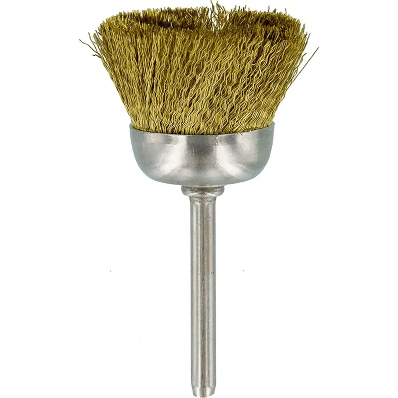 1″ Cup-Shaped Brass Wire Brush – 1/8″ Shank Mount 1