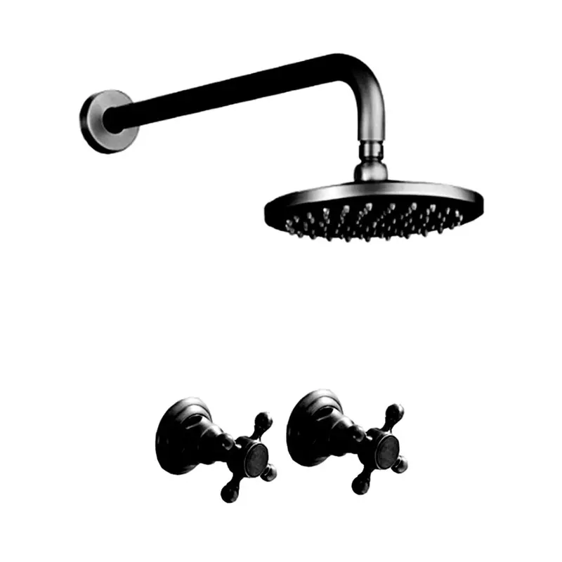 Antique-Style Shower Set – Blackened Brass Complete Kit 1