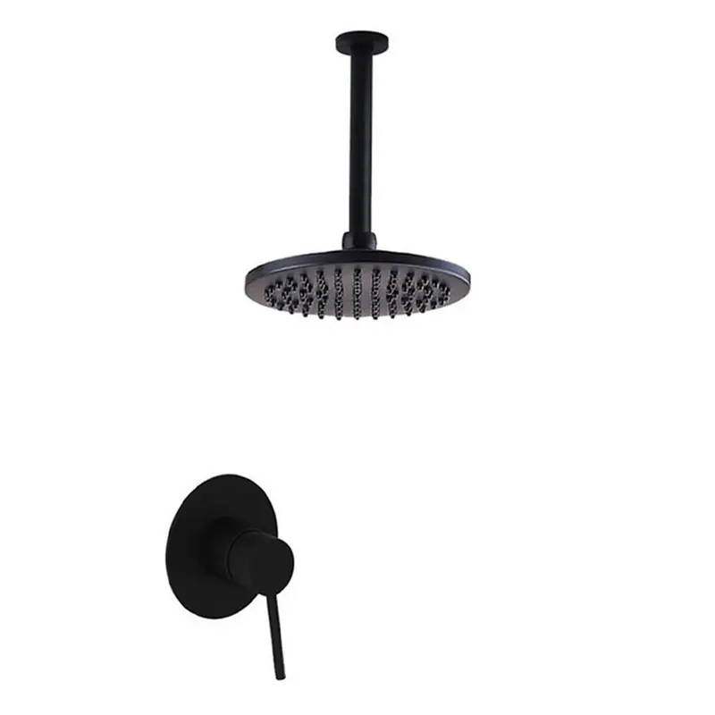 Blackened Brass Shower Head And Mixer Combo – Contemporary Sombre Finish 1