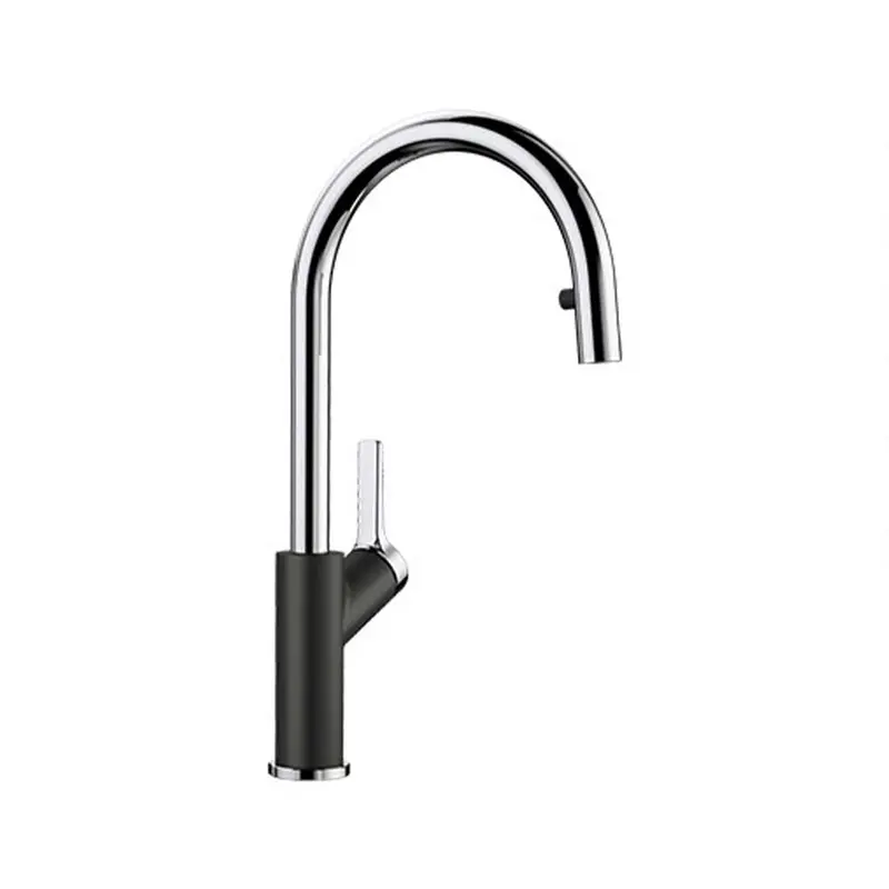 Blanco Carena-S Dual-Finish Faucet – Black & Chrome Accent Design 1