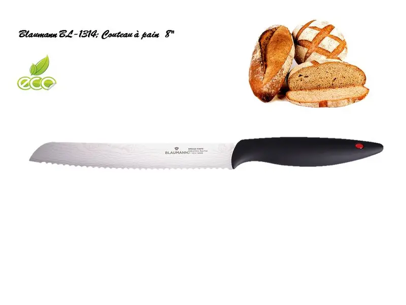 Blaumann Bl-1314 8-Inch Serrated Bread Knife – Full-Tang Stainless Steel 1