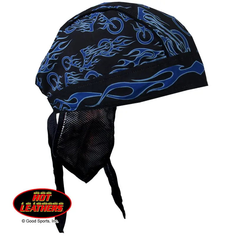 Blue Fire-Themed Bike Rider Head Wrap 1