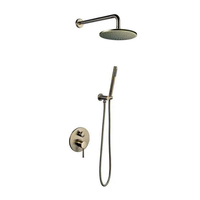 Brass Shower Set Featuring Flexible Hose And Wall Mounts 1