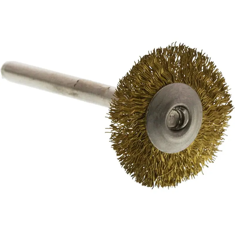 Brass Wire Round Brush – 1/8" Shank, 0.75" Diameter, Durable Mount 1