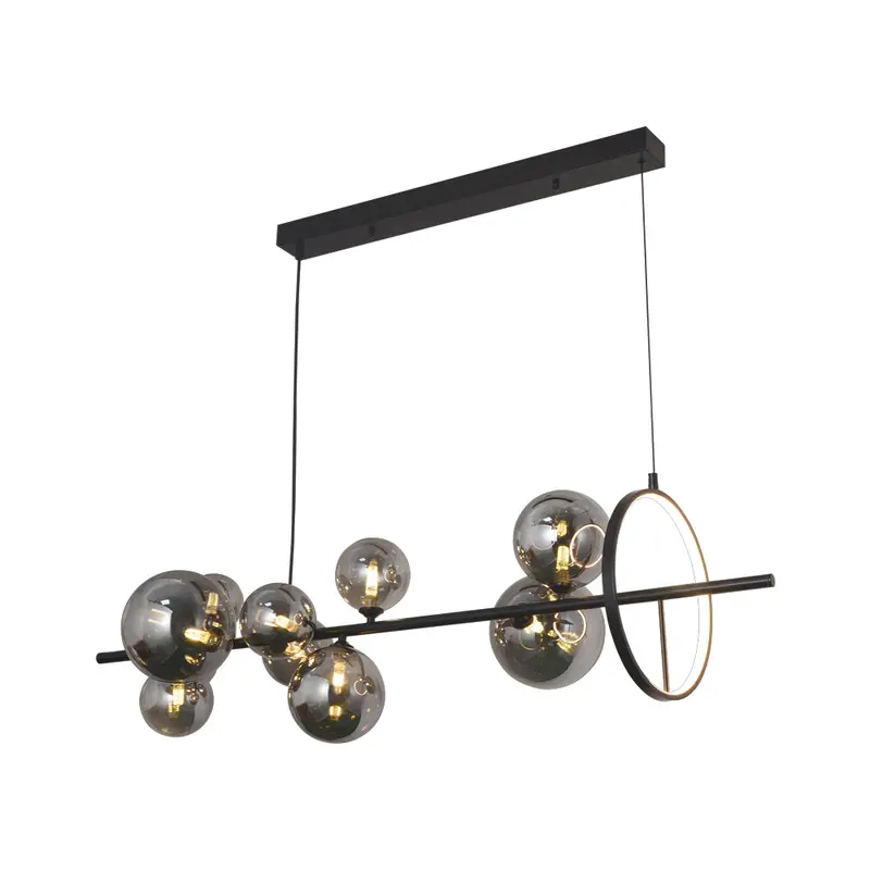 Bright Star 10-Light Matt Black & Smoke Acrylic Pendant Chandelier 1