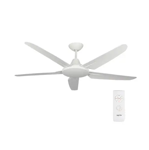 Bright Star 1320Mm 5-Blade Ceiling Fan With Full-Function Remote – White Finish 1