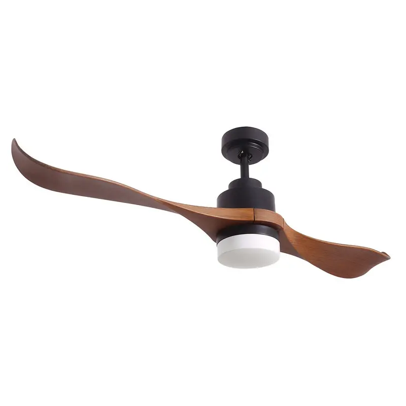 Bright Star 2-Blade Ceiling Fan With Integrated Light – 1320 Mm, Matte Black & Wood Finish 1