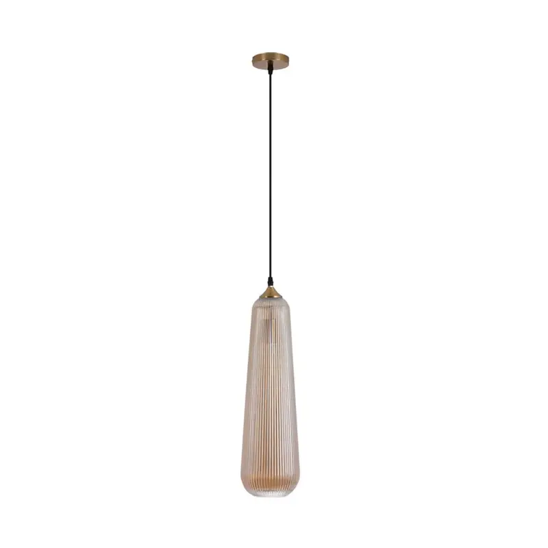 Bright Star Amber-Tinted Metal & Glass Pendant – E27, 40W 1