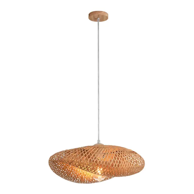 Bright Star Bamboo-Inspired Bean Pendant – 40W Led, Warm Wood Tone 1