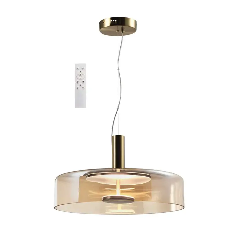 Bright Star Bronze & Amber Glass Pendant – 24W, 3-Color Cct, 2400Lm, Remote-Controlled 1