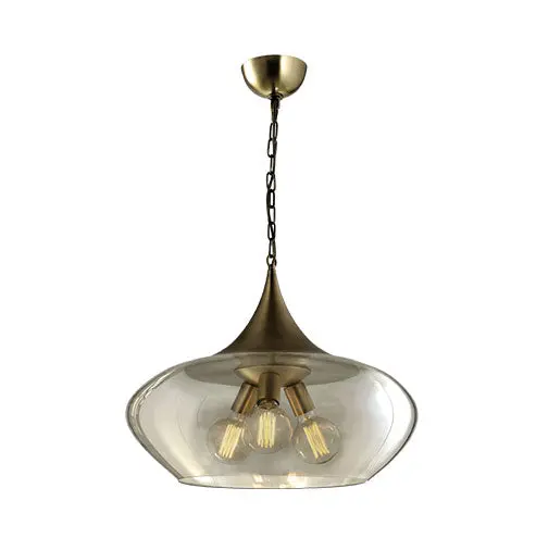 Bright Star Cognac-Tinted Glass Metal Pendant 1