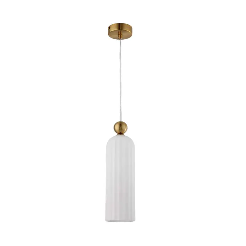 Bright Star Fluted Glass & Metallic Pendant Light – White Finish 1