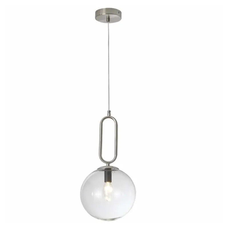 Bright Star Glass Ball Pendant Light – E14 Base, 40W, Satin Chrome Finish 1