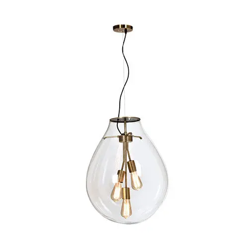 Bright Star Matt Brass Pendant With Clear Glass Shade 1