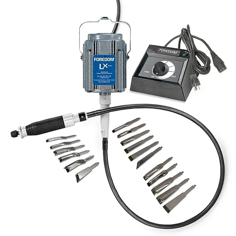 Chisel Carving Kit With 1/10 Hp Lx Motor, Emx Plastic Dial Speed Control, H.50 Chisel Handpiece, Mamh-1 Mounting Hanger, And Akhk550/560/570 Chisel Collection — 115V 1
