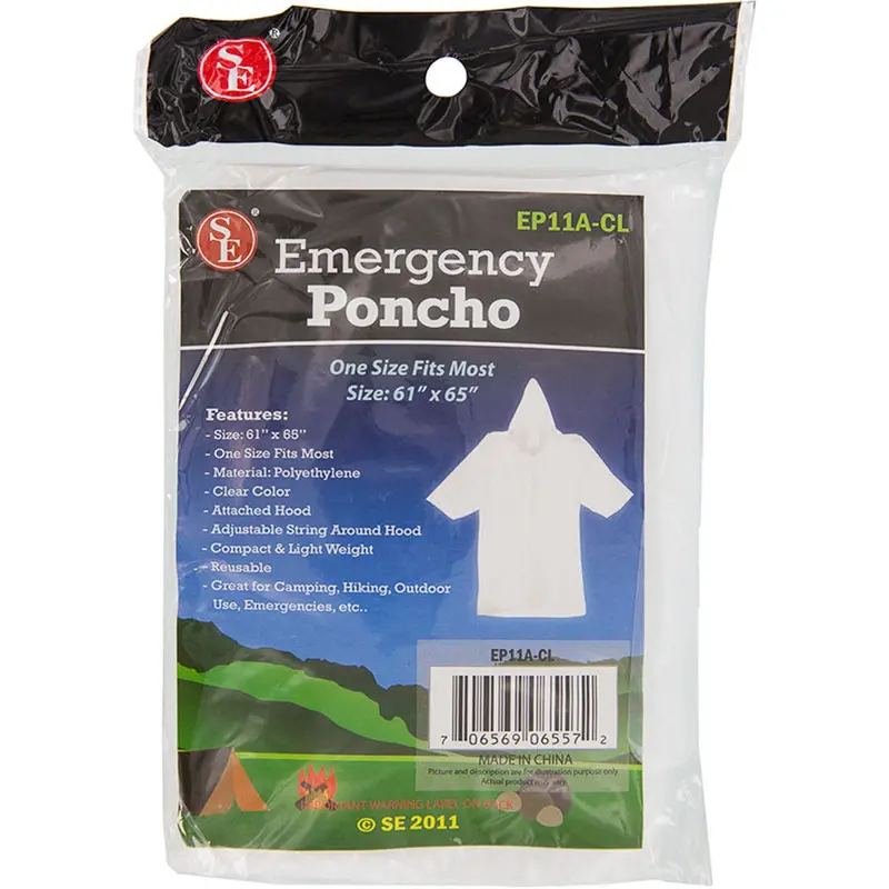 Clear Emergency Poncho – 61×65-Inch Lightweight Protective Cover 1