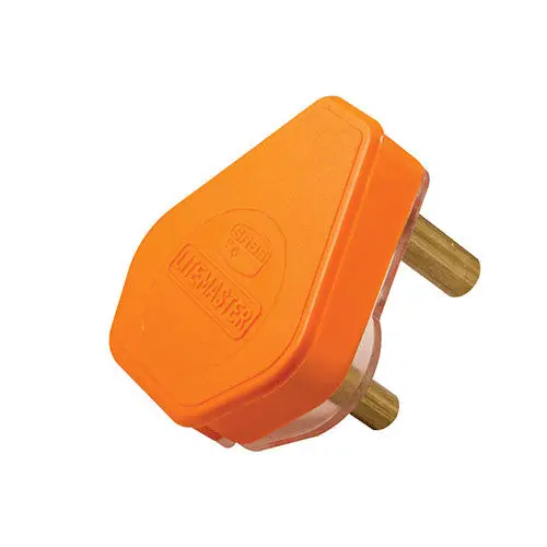Crabtree 16A 3-Pin Domestic Plug Top – Orange 1