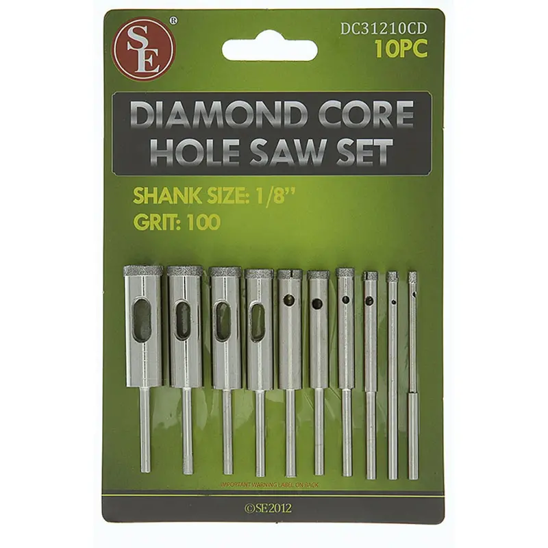 Diamond Core/Hole Saw Set – 100-Grit, 10-Piece Kit 1