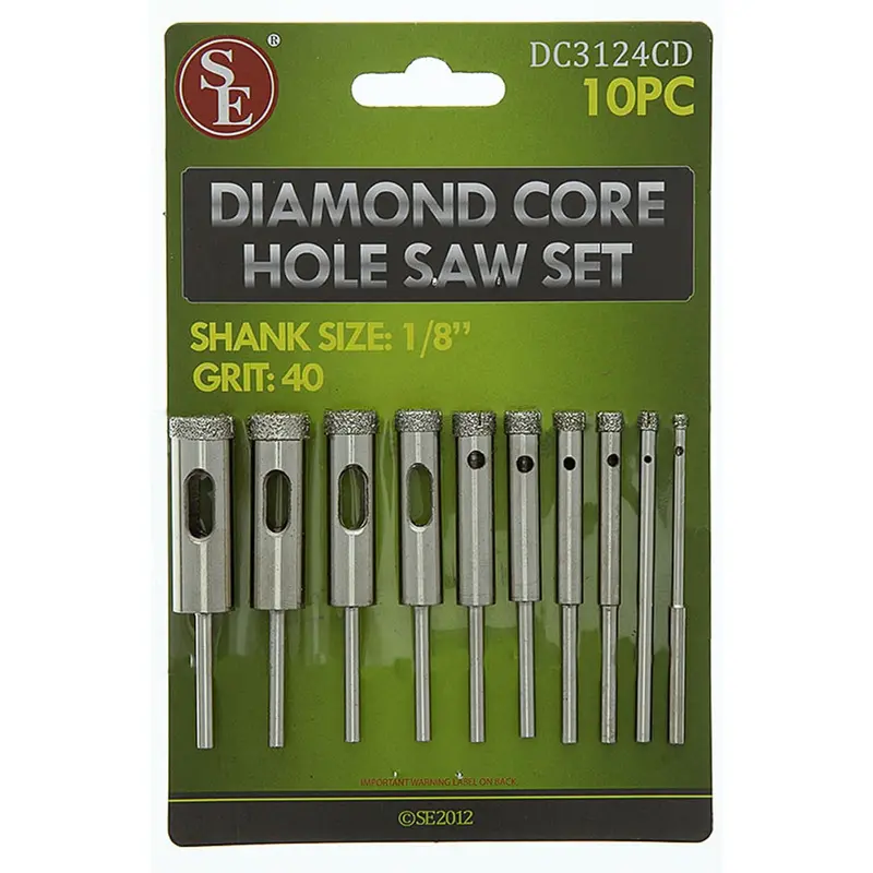 Diamond Core/Hole Saw Set – 40-Grit, 10-Piece Assortment 1
