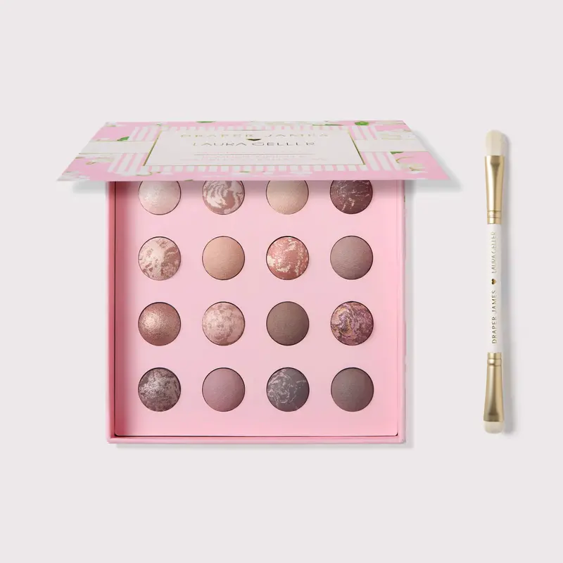 Draper James X Laura Geller Marble-Ous Eyes Eyeshadow Palette + Dual-Tip Brush Set 1