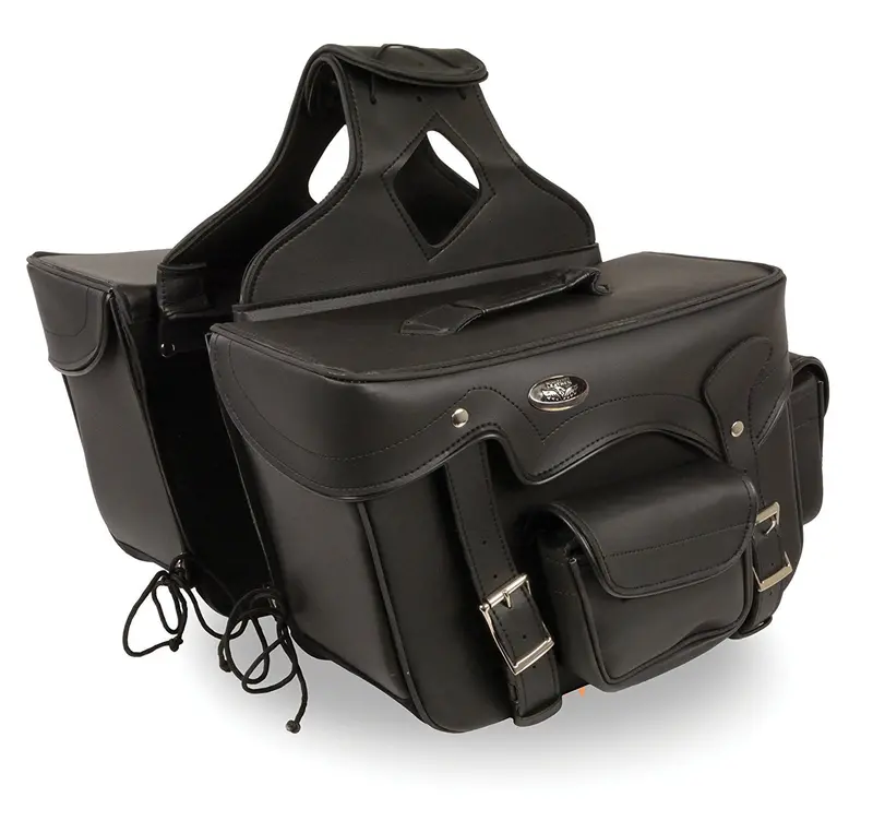 Dual-Pocket Pvc Throw-Over Saddle Bag With Reflective Piping (12" X 9" X 6") 1