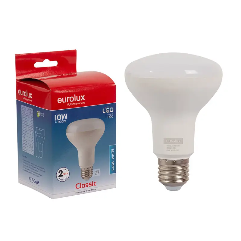 Eurolux R80 Led Reflector Bulb – E27, 10W, 800Lm, Warm White 3000K 1