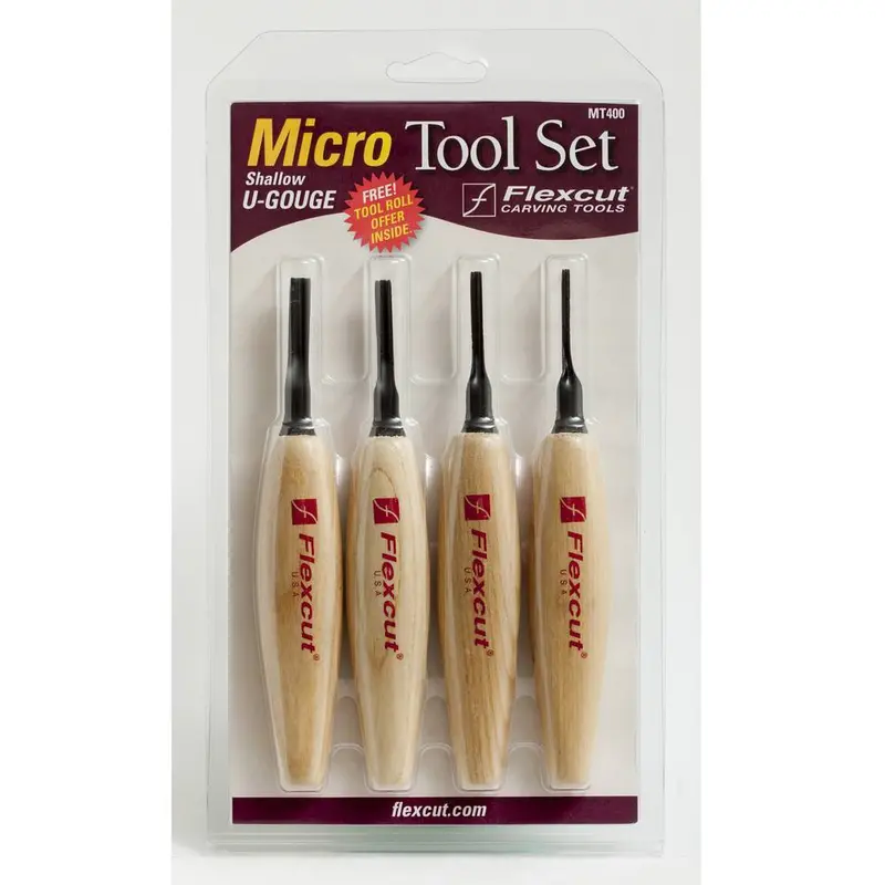 Flexcut Mt400 Shallow U-Gouge Micro Tool Set – Four-Piece Detailing Collection 1