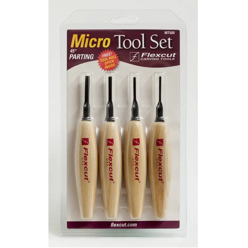 Flexcut Mt600 Micro Tool Set – Four-Piece 45° Parting Gouge Collection 1