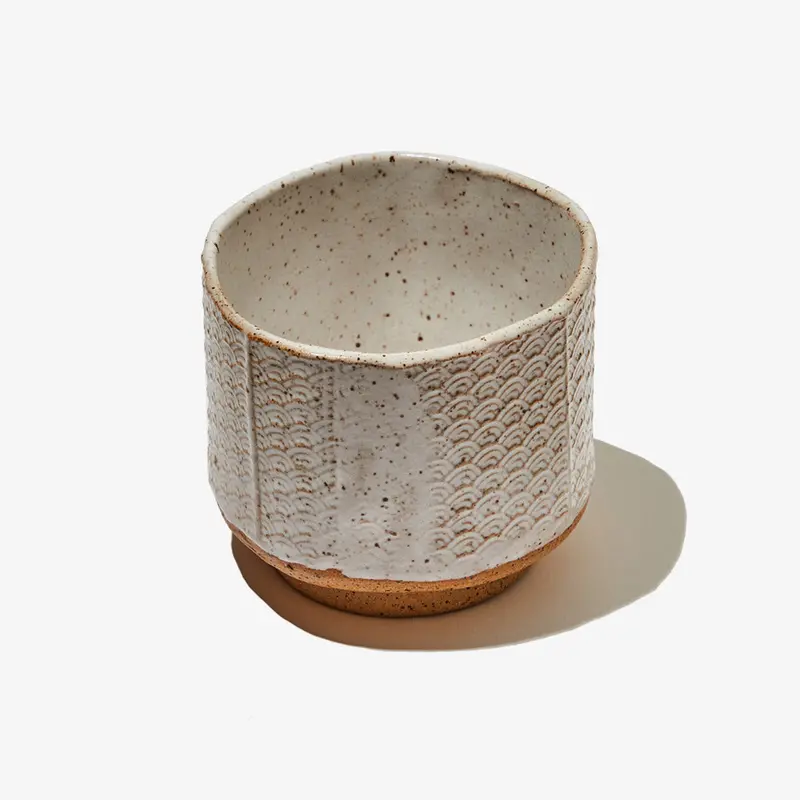 Handcrafted Seigaiha-Textured Matcha Bowl 1
