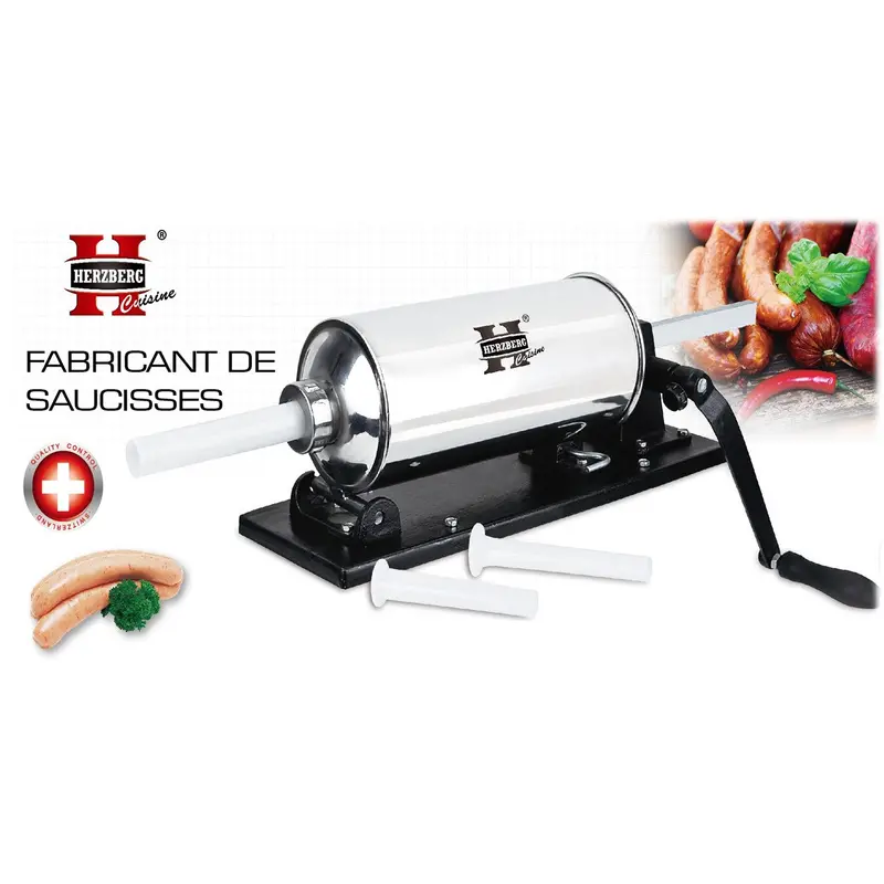 Herzberg Hg-5047 Manual Sausage Stuffer With Three Plastic Funnels 1