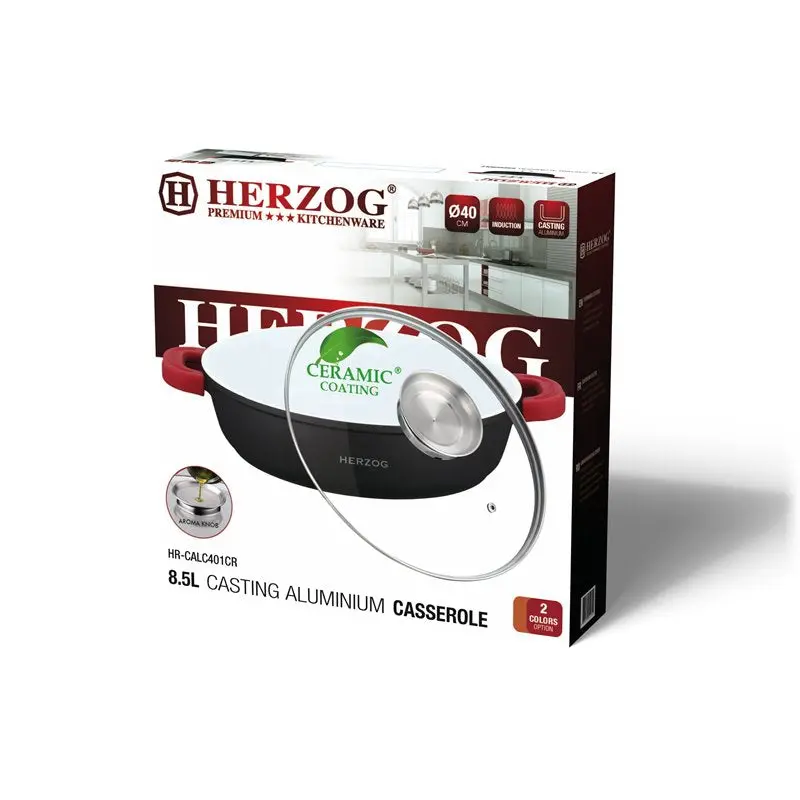 Herzog Hr-Calc281Cr Lightweight Aluminum-Ceramic Casserole – 28 Cm, 3.8 L 1