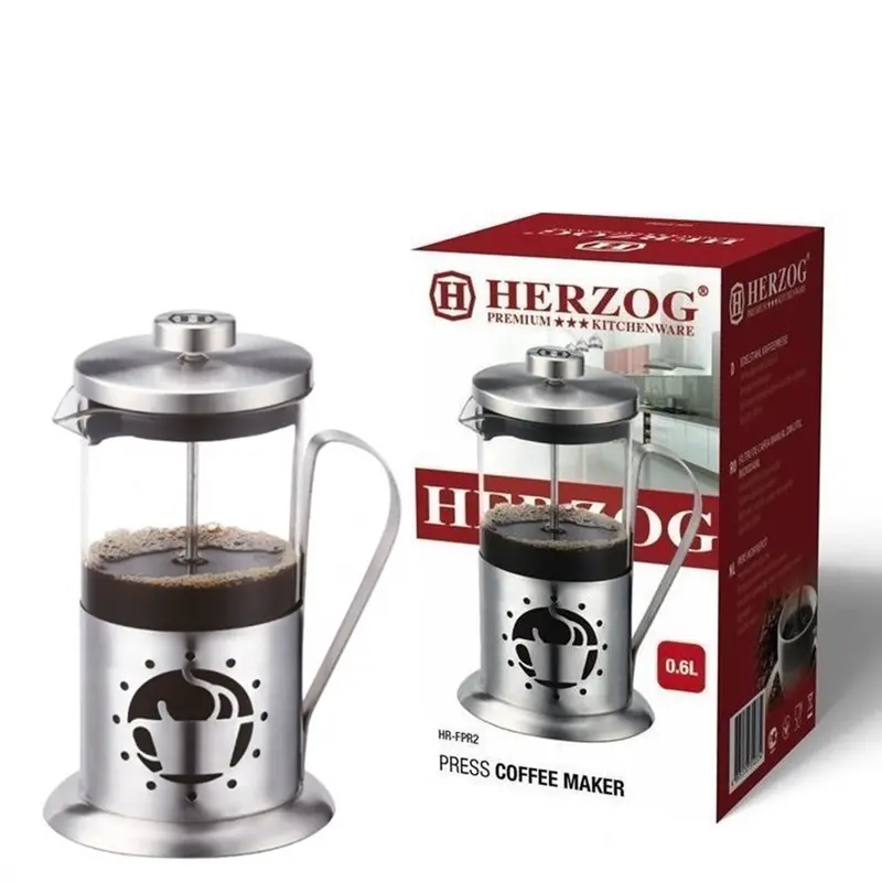 Herzog Hr-Fpr2 Stainless Steel French Press Coffee Maker – 0.6 L 1