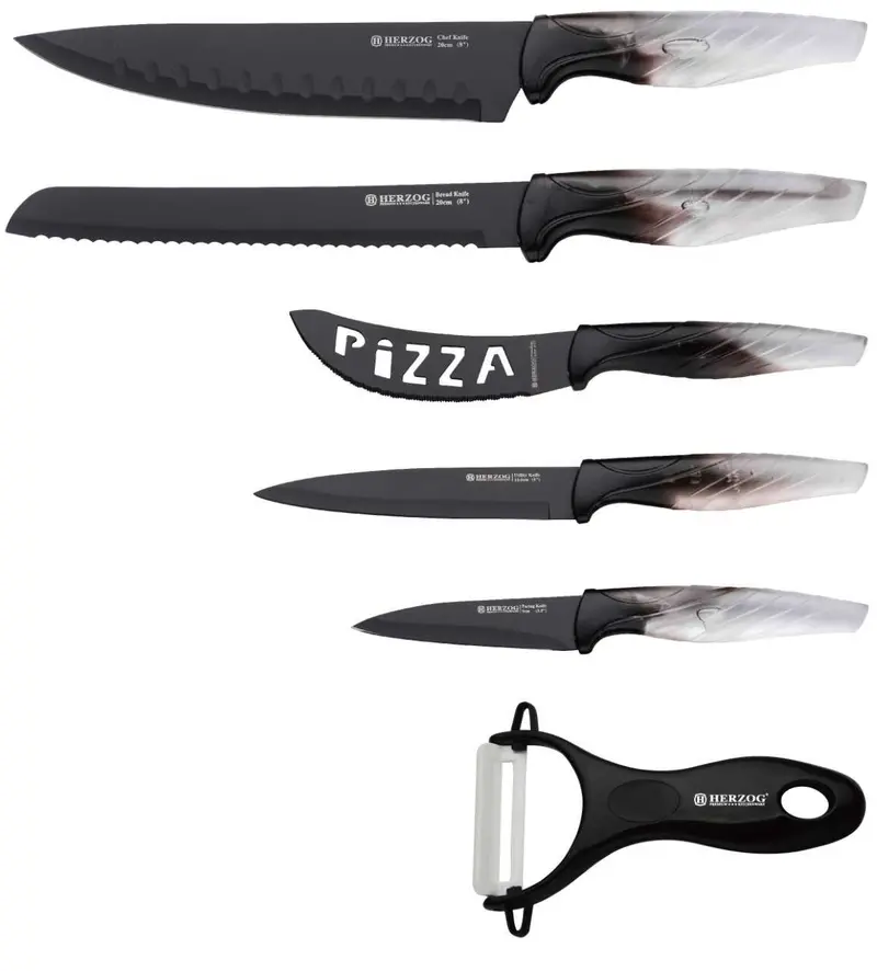 Herzorg Hr-Mn5 6-Piece High-Hardness Ceramic-Coated Knife Set 1