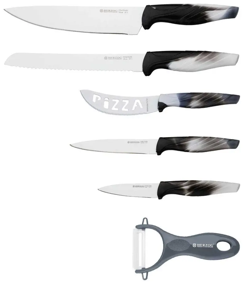 Herzorg Hr-Stn5-Pc 6-Piece Ceramic-Coated Chef’S Knife Set 1