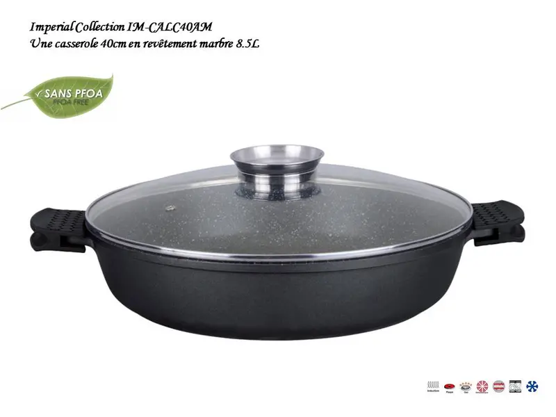 Imperial Collection Im-Calc40Am Wide Marble-Finish Low Saucepan – 40 Cm, 8.5 L 1