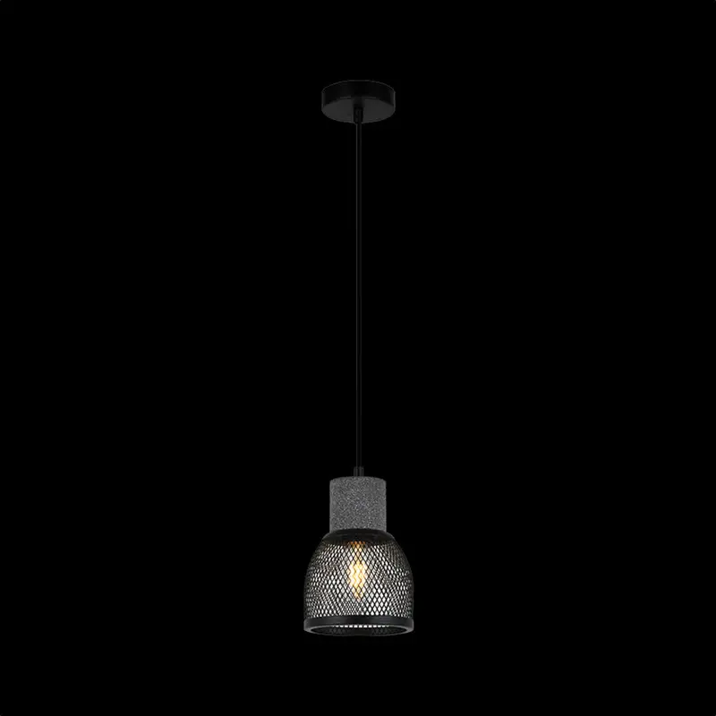 K. Light Midnight Mesh Dome Pendant – E27, Stone & Black Textured Mesh 1