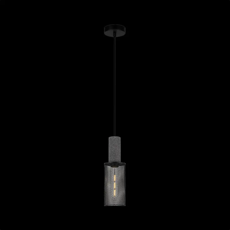 K. Light Midnight Mesh Long Linear Pendant – E27, Stone & Black Mesh Finish 1