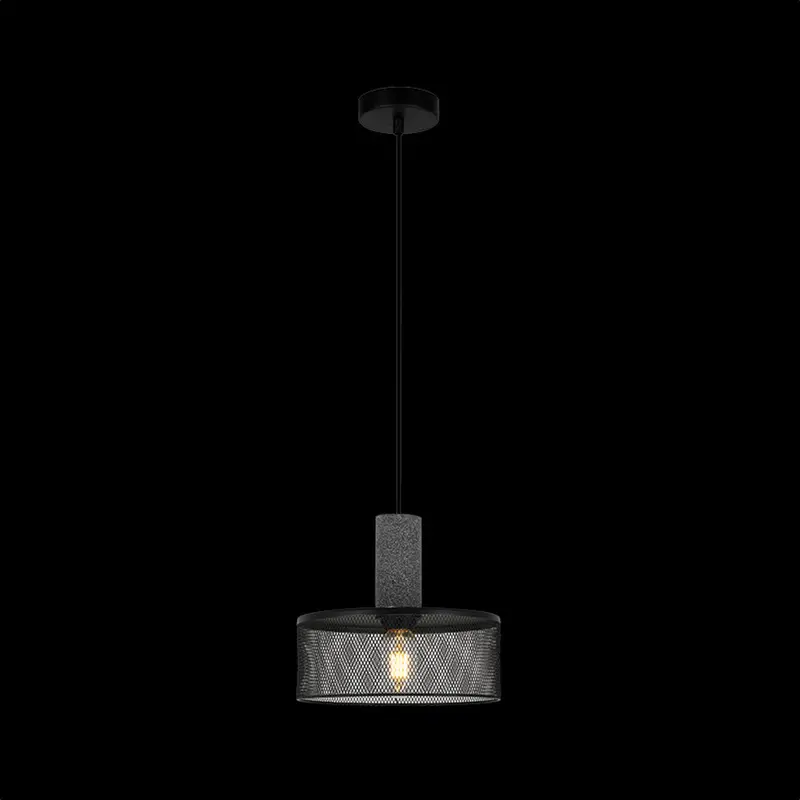 K. Light Midnight Mesh Round Pendant – E27 Base, Stone-Black Mesh Design 1