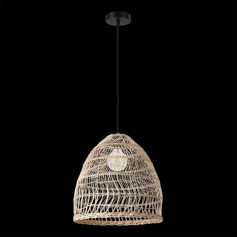 K. Light Rattan Cone Pendant – Organic Woven Bamboo-Inspired Design 1