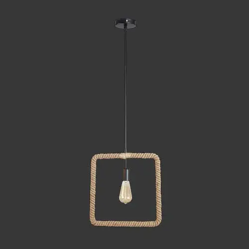 K. Light Square Rope-Wrapped Pendant Light 1