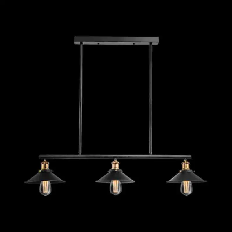 K. Light Trio Pendant Fixture – E27, 40W, Black & Antique Brass Accents 1