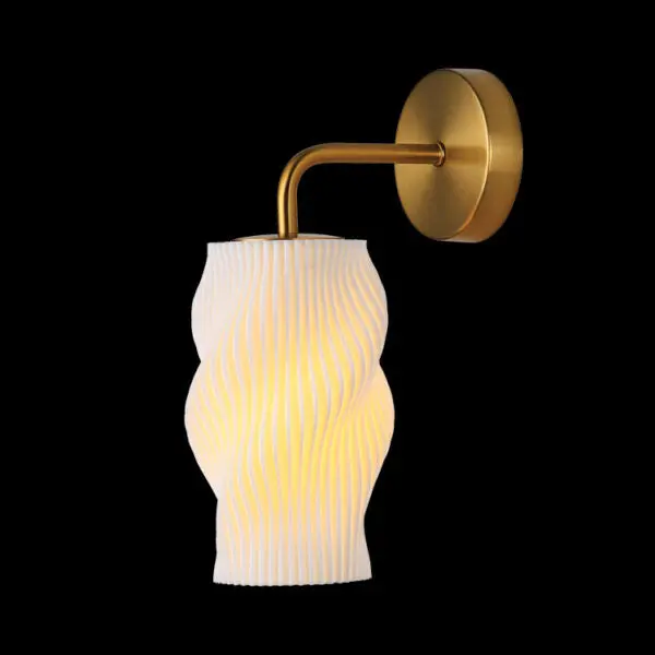 K. Light White Dahlia-Shaped 3D-Printed Recycled Led Wall Light 1