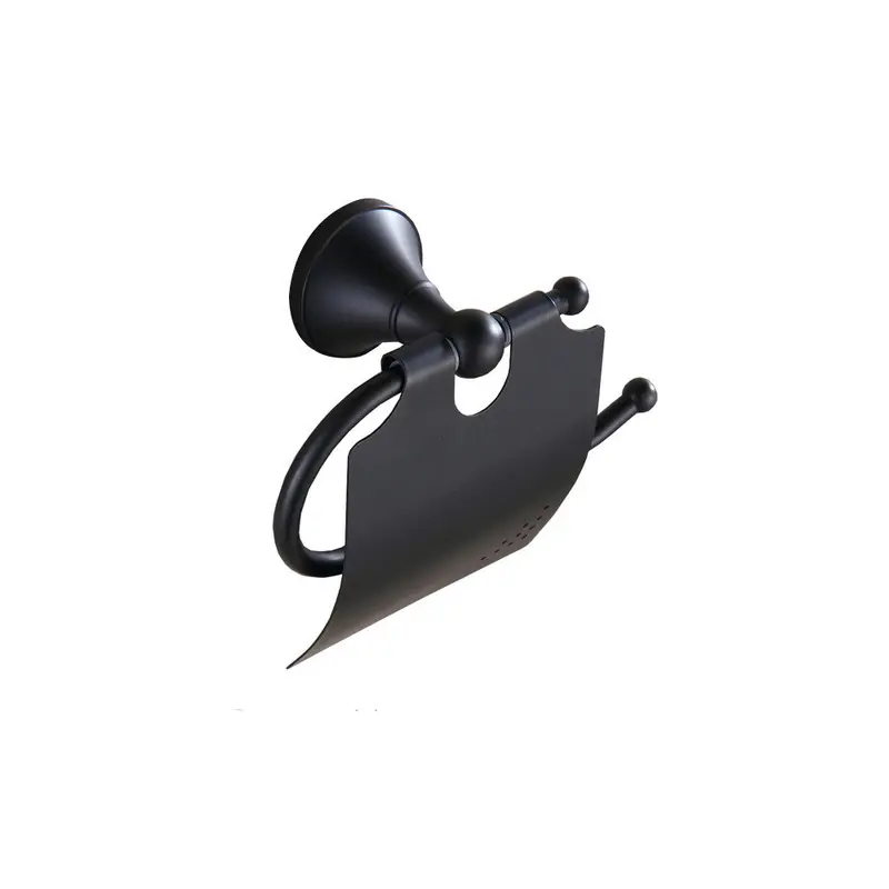 Matte Black Covered Toilet Paper Holder 1