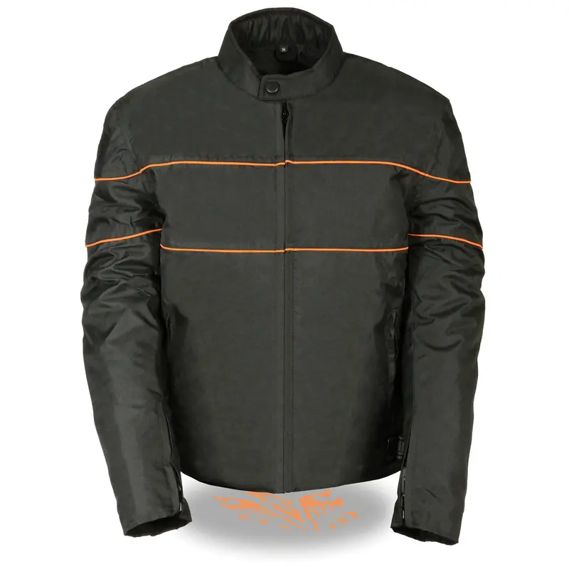 Milwaukee Leather Men’S Scooter-Style Textile Jacket With Orange Accents 1