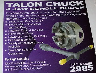Oneway Talon Chuck – #2985 Four-Jaw Lathe Chuck With Included Adaptor 1