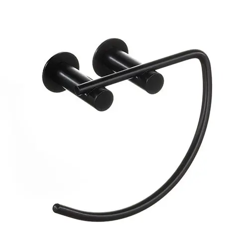 Open-Ended Black Towel Holder – Minimalist Wall Mount 1