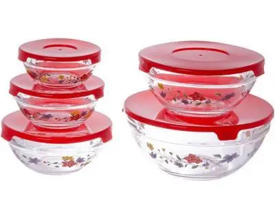 Peterhof Sn-2020B 5-Piece Tempered Glass Food Storage Bowl Set 1