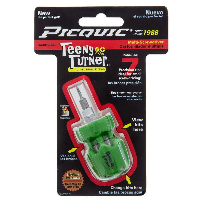 Picquic Teeny Turner Compact Screwdriver – Includes P00, Ph0, T5, T6, T8, And 2Mm/3Mm S-Bits 1
